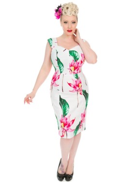 Robe crayon blanche motif floral