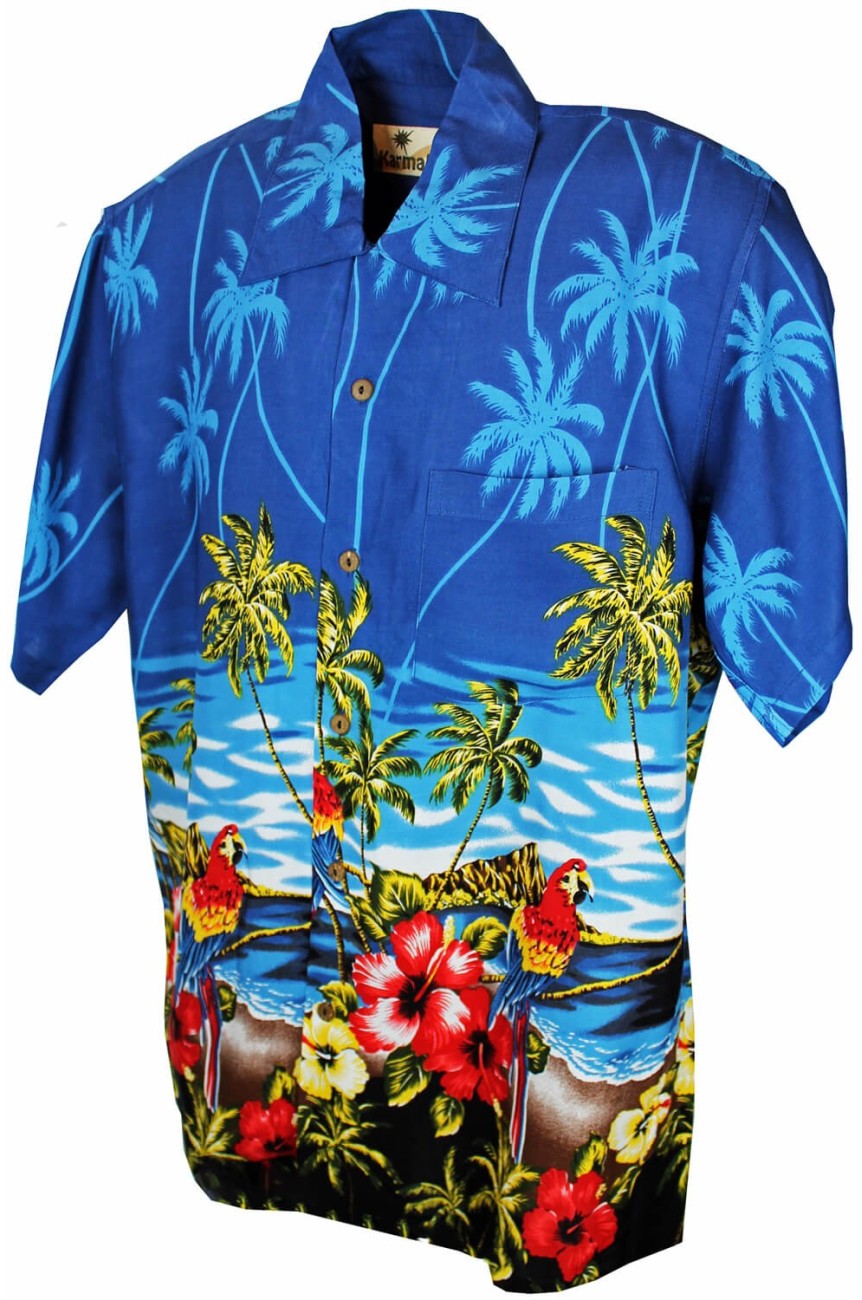 Chemise Hawaïenne perroquets et palmiers