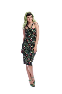 Robe fourreau motif tropicaux