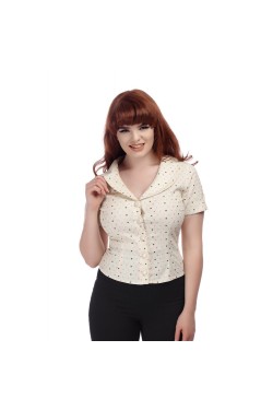 Blouse a pois vintage ecrue