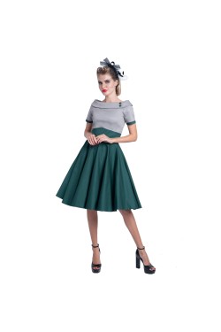 Robe vintage swing grise et kaki