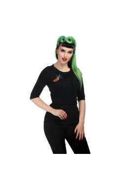 Cardigan noir brodé