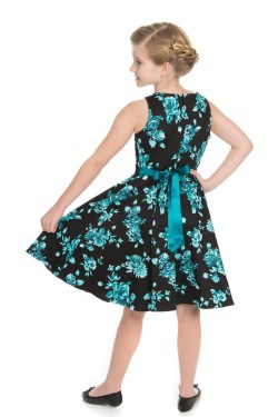 Robe pinup enfant noire et bleue