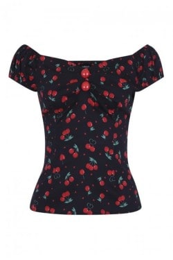 Haut pin-up noir cerises dolores