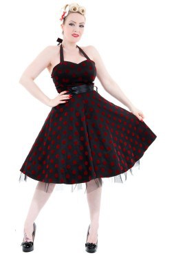Robe rock a pois noire et bordeaux