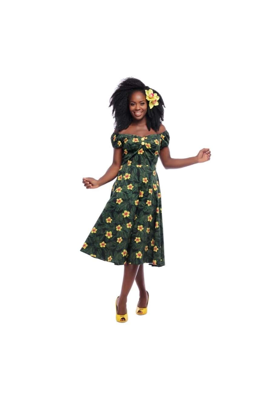 Robe année 50 tropicale
