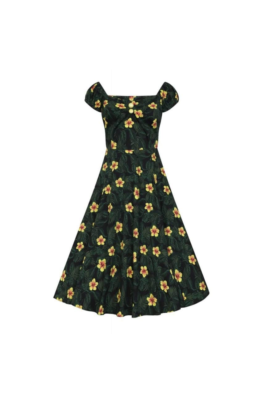 Robe pin-up année 50 tropicale 
