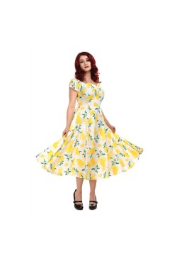 Robe pin-up vintage imprimé citron