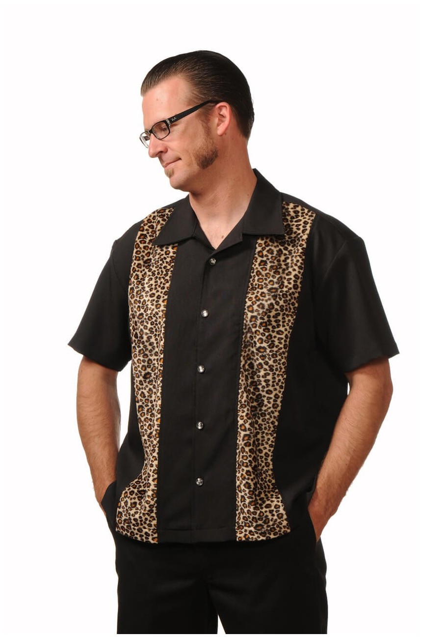 Chemise rockabilly leopard homme