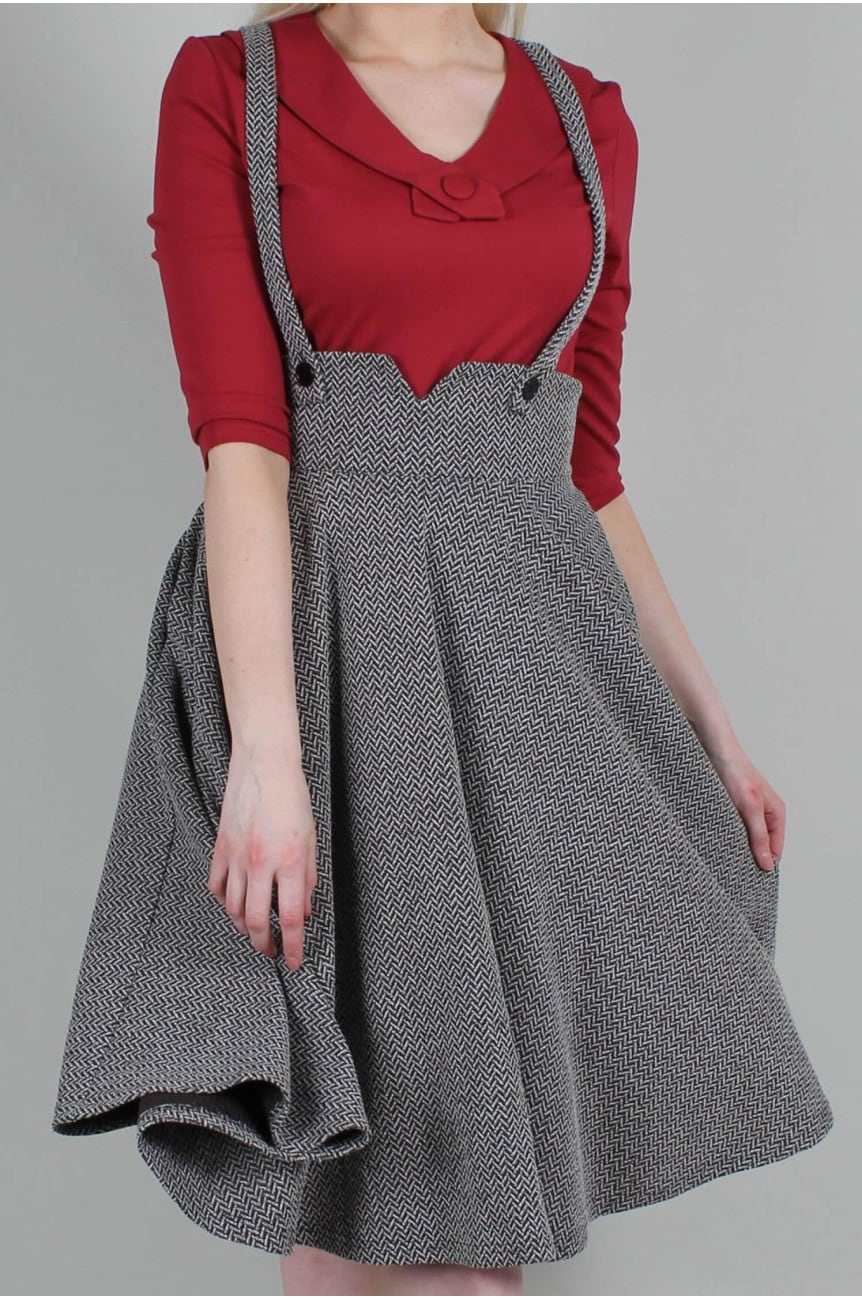 Jupe Taille Haute Femme Avec Bretelles Et Boutons – Jupe Crayon Salopette, Style Rétro, Parfaite Bureau Ou Soirée