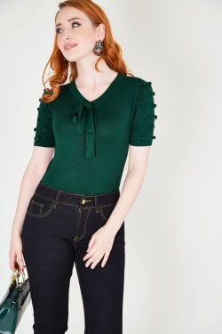 Pull vintage vert femme