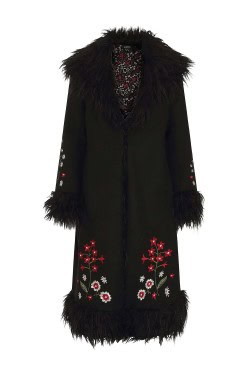 Manteau années 60 avec brodé de fleurs
