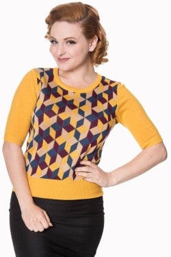 Pull années 50 moutarde