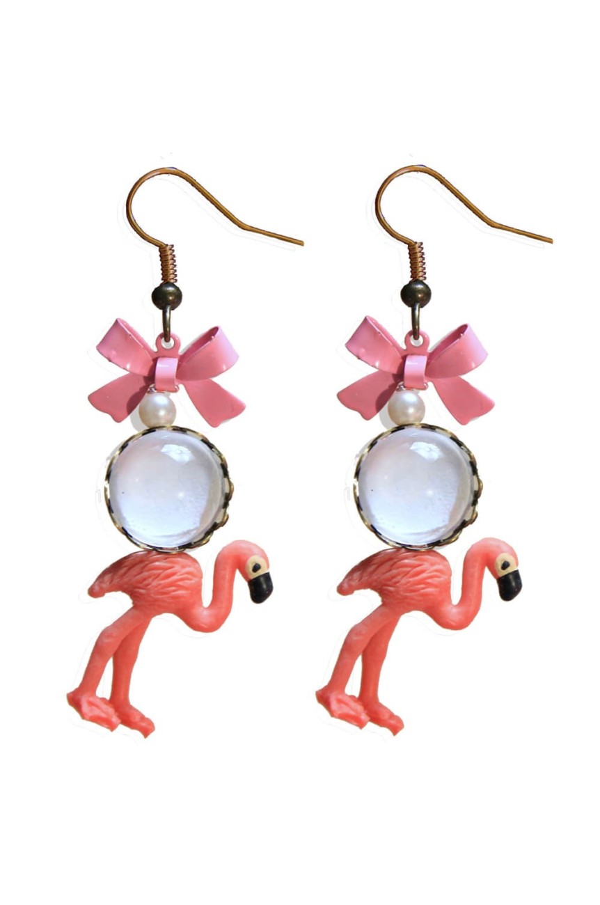 Bocle oreille flamant rose