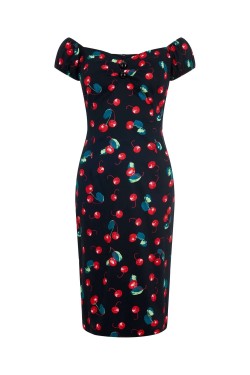 Robe crayon vintage Rockabilly cerises