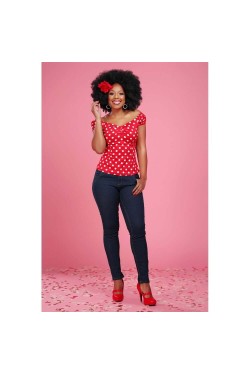Top vintage rouge et blanc