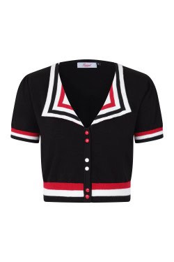 Cardigan court noir rayé