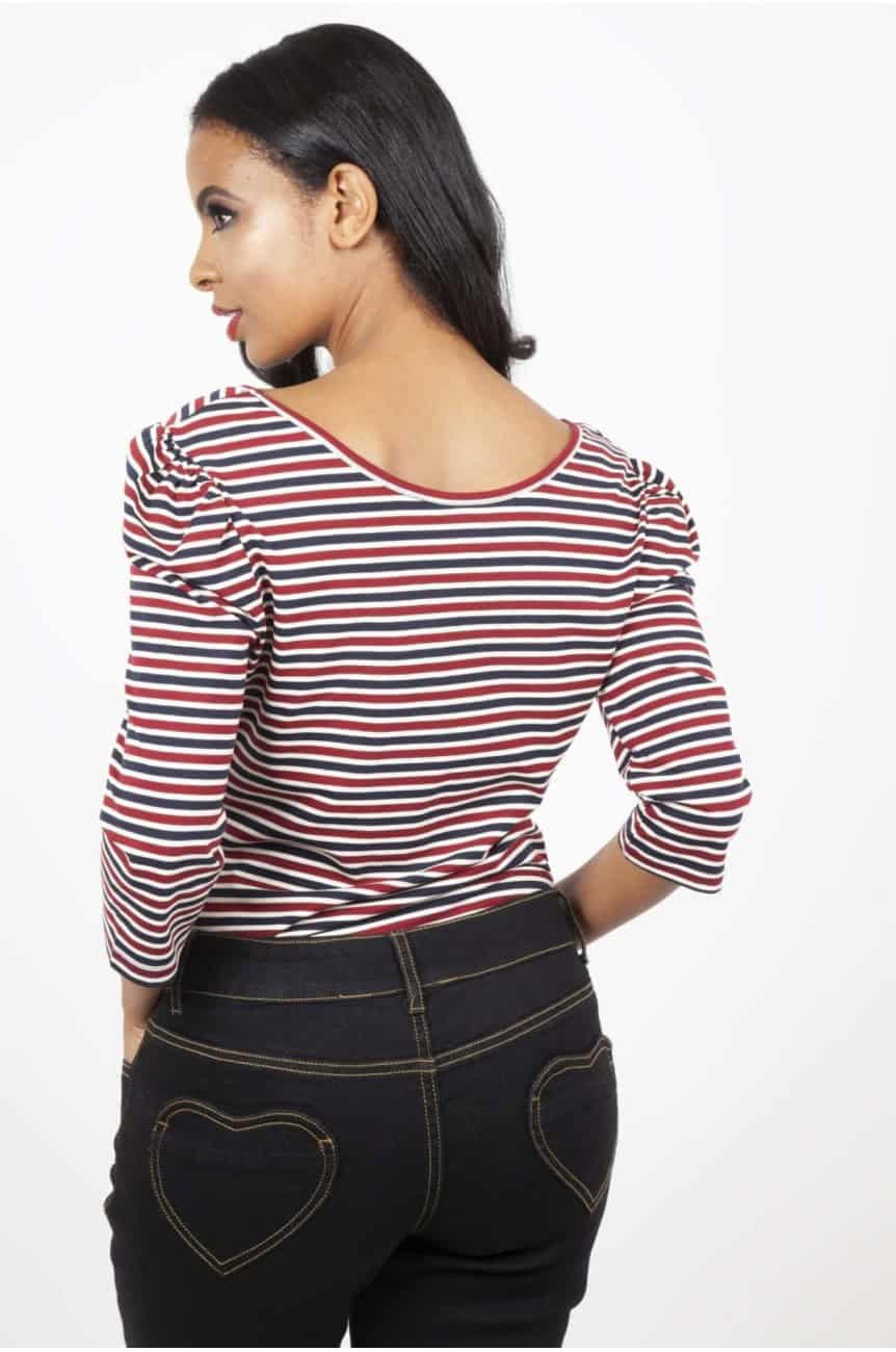 Haut voodoo vixen rayé col V