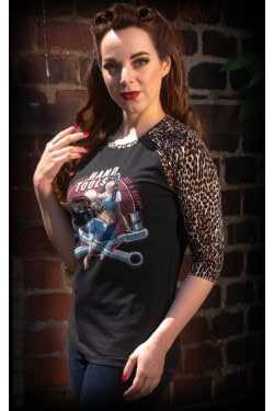 T-shirt femme manches leopard