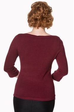 Top rétro en tricot bordeaux