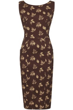 Robe rockabilly à fleurs marron années 50 femme