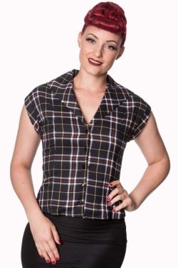 Blouse tartan noire