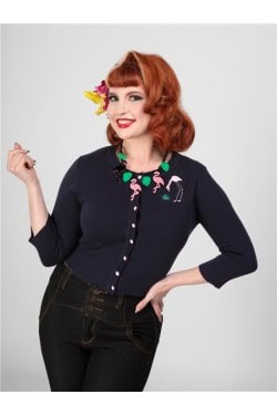 Cardigan flamant rose manches 3/4