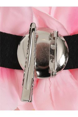 Barrette fleur rose allongée