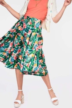Jupe swing imprimé tropical vintage