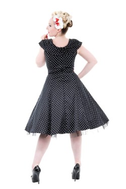 Robe rockabilly à pois noir années 50 femme
