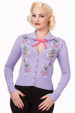 Cardigan lilas brodé