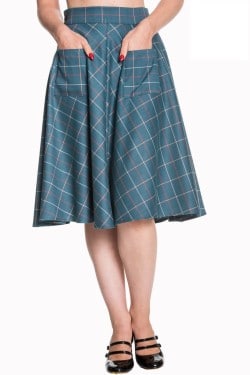 Jupe années 50 tartan teal