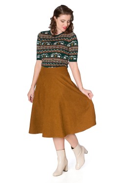 Jupe marron retro longue
