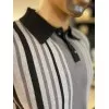 Polo maille retro gris homme