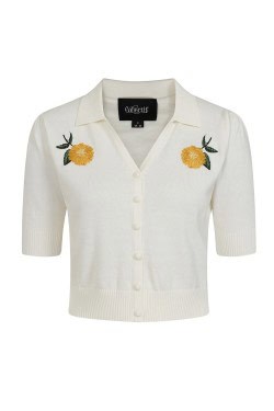 Cardigan vintage ecru brodé