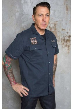 Chemise pin-up grise années 50