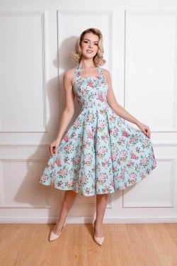 Robe PIN-UP dos nu bleue