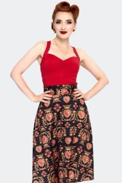 Top vintage rouge bretelles croisées