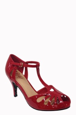 Escarpin retro rouge en vinyle