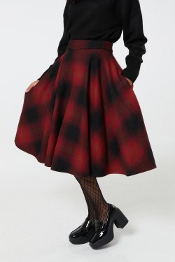 Jupe en laine écossais rouge
