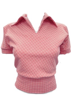 T-shirt pin-up carreaux rose années 50