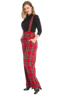 Pantalon ecossais a bretelles
