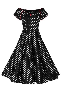 Robe retro noire a pois blanc