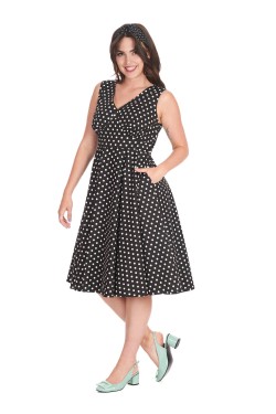 Robe rockabilly à pois noir années 50 femme