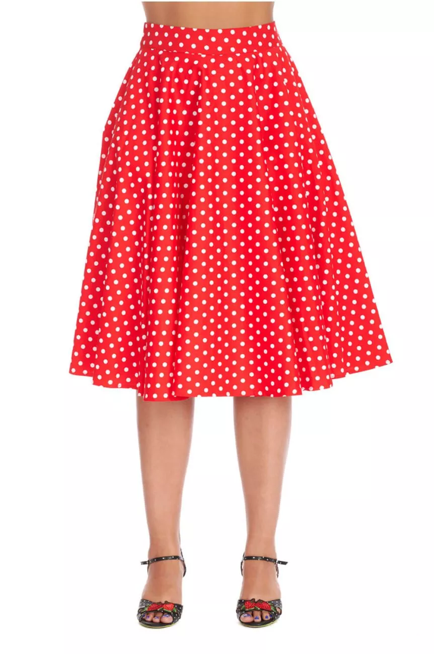 Jupe rouge a pois retro