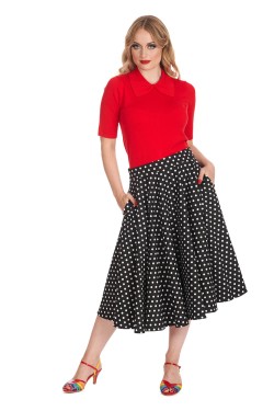Jupe retro noire a pois blanc