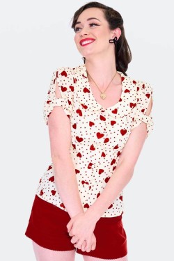 Chemise écru pois style rockabilly - Vixen by Micheline Pitt