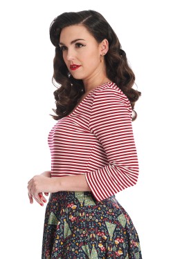 T-shirt pin-up rayures rouge années 50