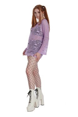 T-shirt pin-up lilas années 50