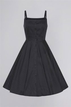 Robe rockabilly à pois noir années 50 femme
